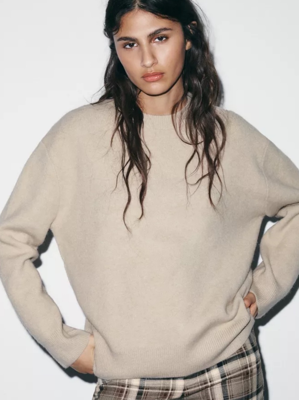 Zara Basic Knit Jumper Cream